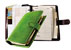 green leather 6-hole pocket organizer