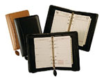 6-ring organizers with tan and black bonded leather covers