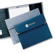 blue and gray vinyl tri-fold letter portfolios